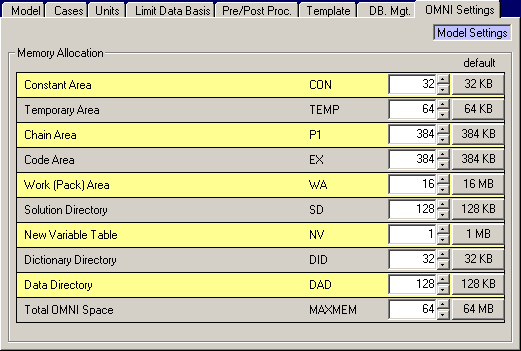 model omni settings